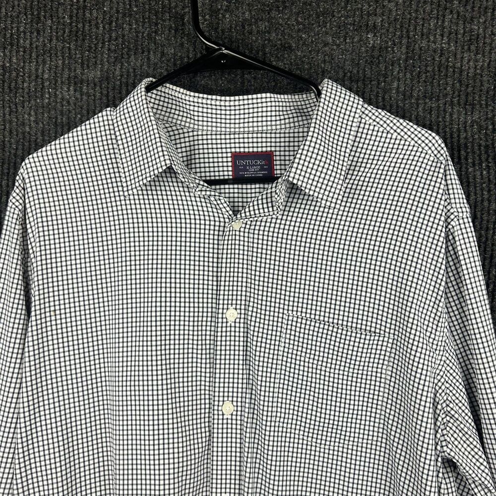 UNTUCKit Shirt Men XLarge Black Check Button Up Long Sleeve Nylon Slim Fit